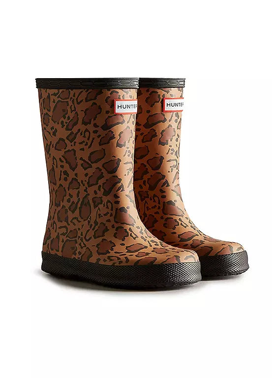Hunter Kids Hybrid Leopard Brown Print Boots Footwearstore