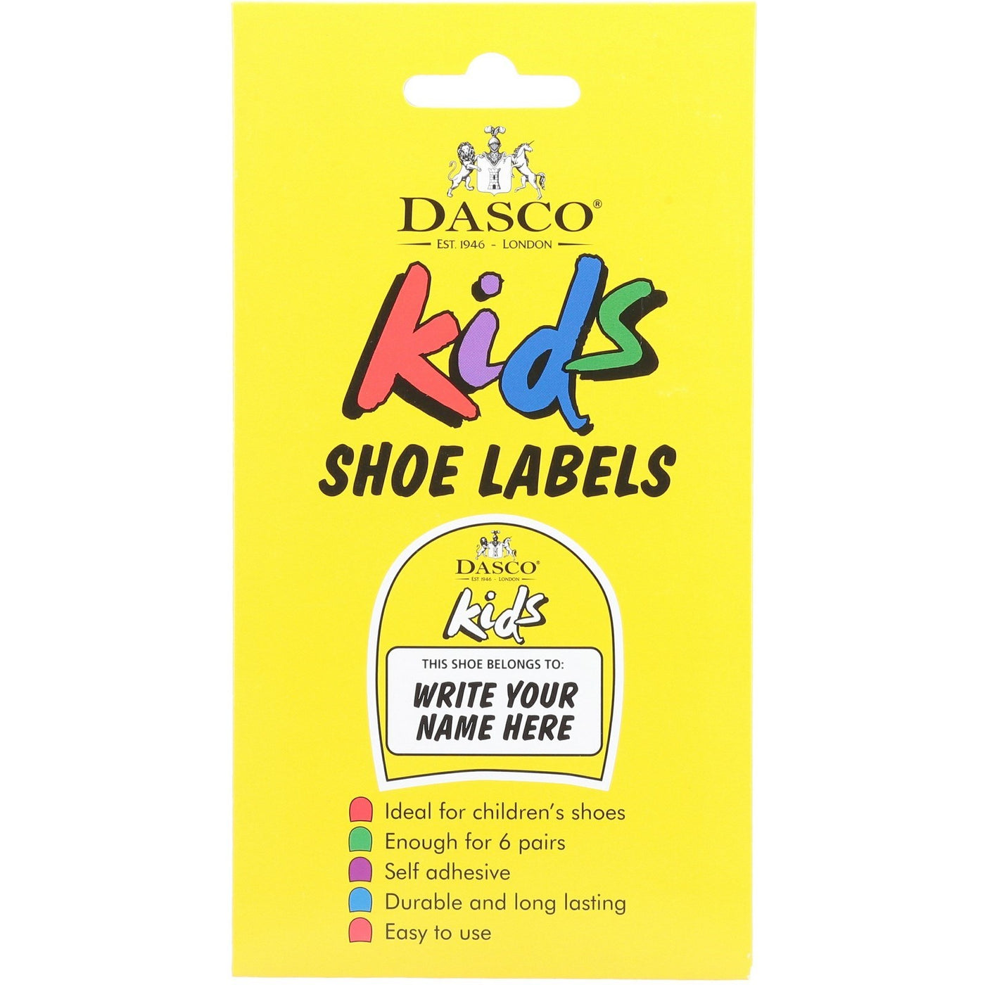 Dasco Self-Adhesive Shoe Labels