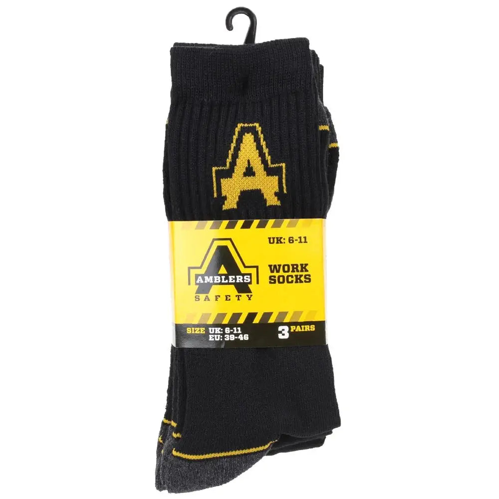 Amblers Safety Work Black Mens Socks