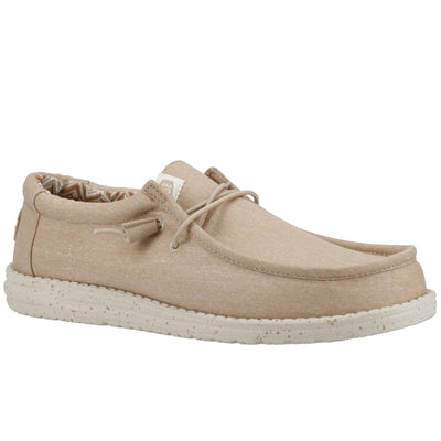 Heydude Wally Stretch Linen Natural Canvas Mens Shoes