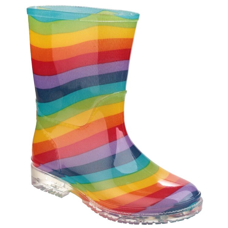 Cotswold Pvc Kids Wellingtons Football Rainbow Boots