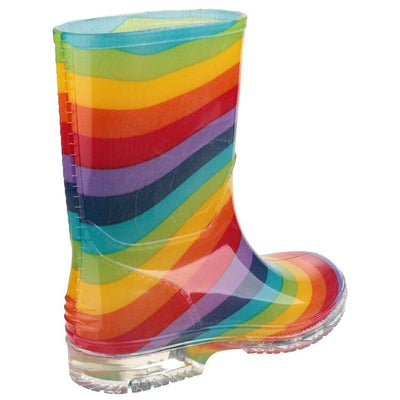 Cotswold Pvc Kids Wellingtons Football Rainbow Boots