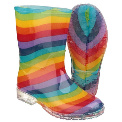 Cotswold Pvc Kids Wellingtons Football Rainbow Boots