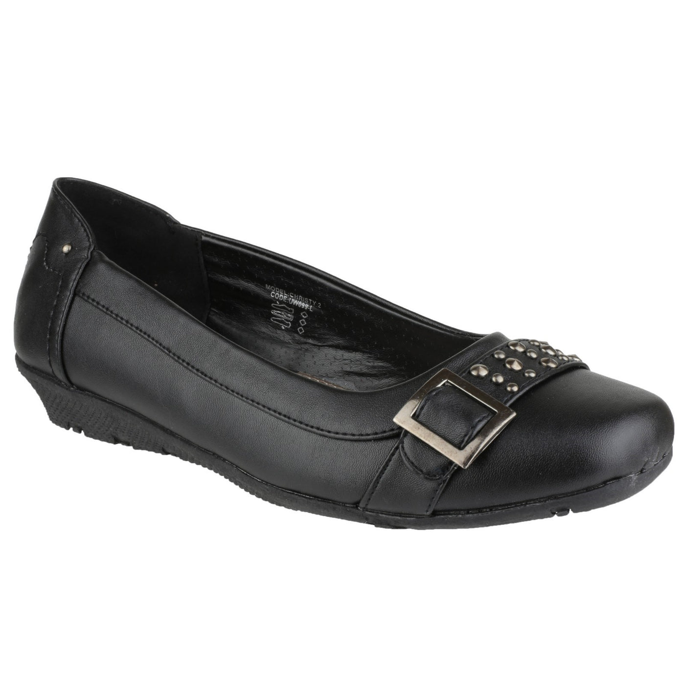 Misc Christy Girls Slip-on Low Wedge Black Clark Dress Flats Shoe