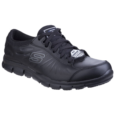 Skechers Workwear Eldred Lace Up Comfort Black Work Shoe