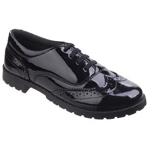 Hush Puppies Girls Eadie Jnr Leather Brogue Black Shoes