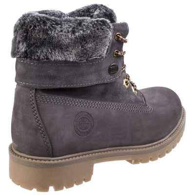 Darkwood Walnut Timberland Faux Fur Fluffy Grey Cuff Boots