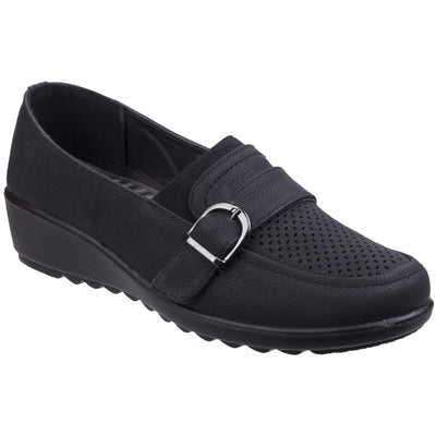 CV Ladies Brampton Strap & Buckle Black Shoe