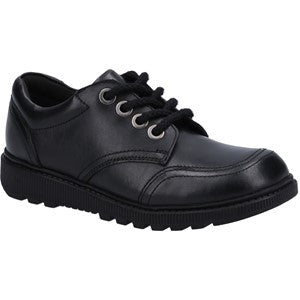 Hush Puppies Girls Kiera Leather Junior Black Lace Up School Shoes