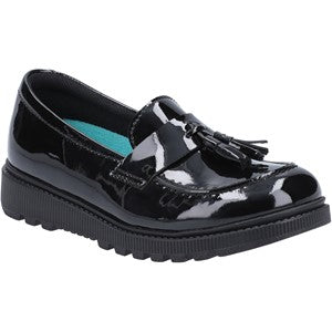 Hush Puppies Karen Black Sabrina Patent Senior School Shoes