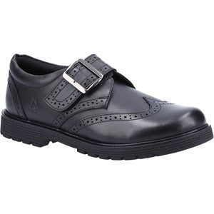 Hush Puppies Rhiannon Touch Fastening Faux Buckle Leather oxfords Black shoes