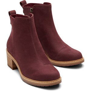 Toms Marina Burgundy Majorca Suede Perforated Peep Toe Maroon Boot