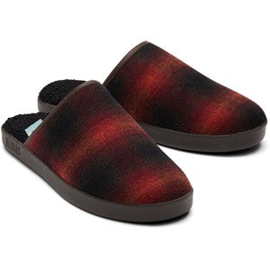 Toms Harbor Mule Red Abstract Plaid Slippers