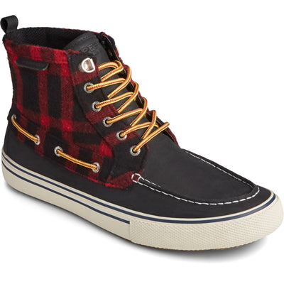 Sperry Bahama Storm Waterproof Black Red Checkered Mens Boots