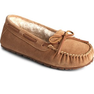 Sperry Moccasin Minnetonka Faux Fur Trapper Lodge Leather Slippers