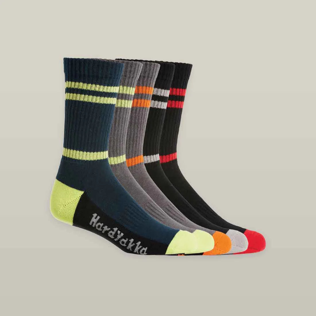 Hard Yakka Mens Crew Work Multi-Coloured Workwear Socks