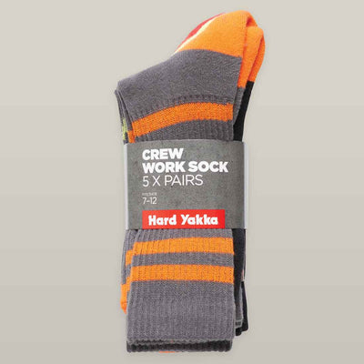 Hard Yakka Mens Crew Work Multi-Coloured Workwear Socks