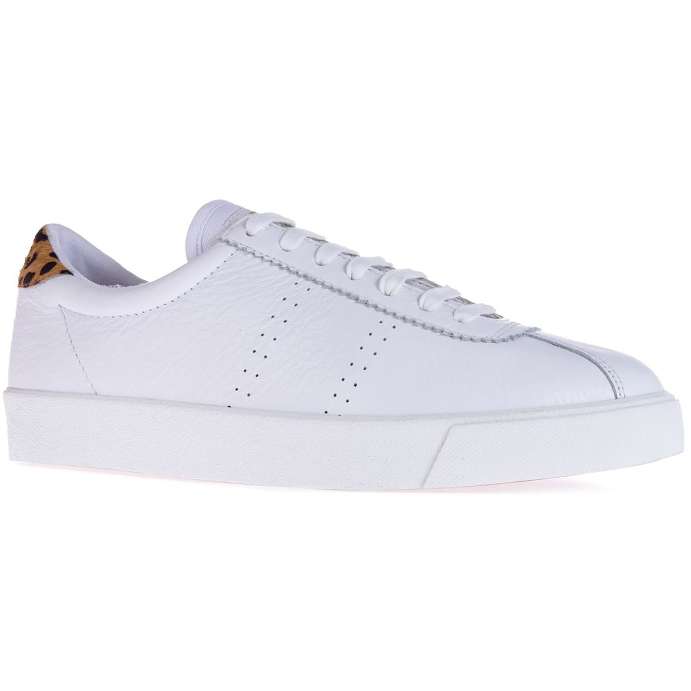 Superga Women White Leopard Leather Sports Trainers