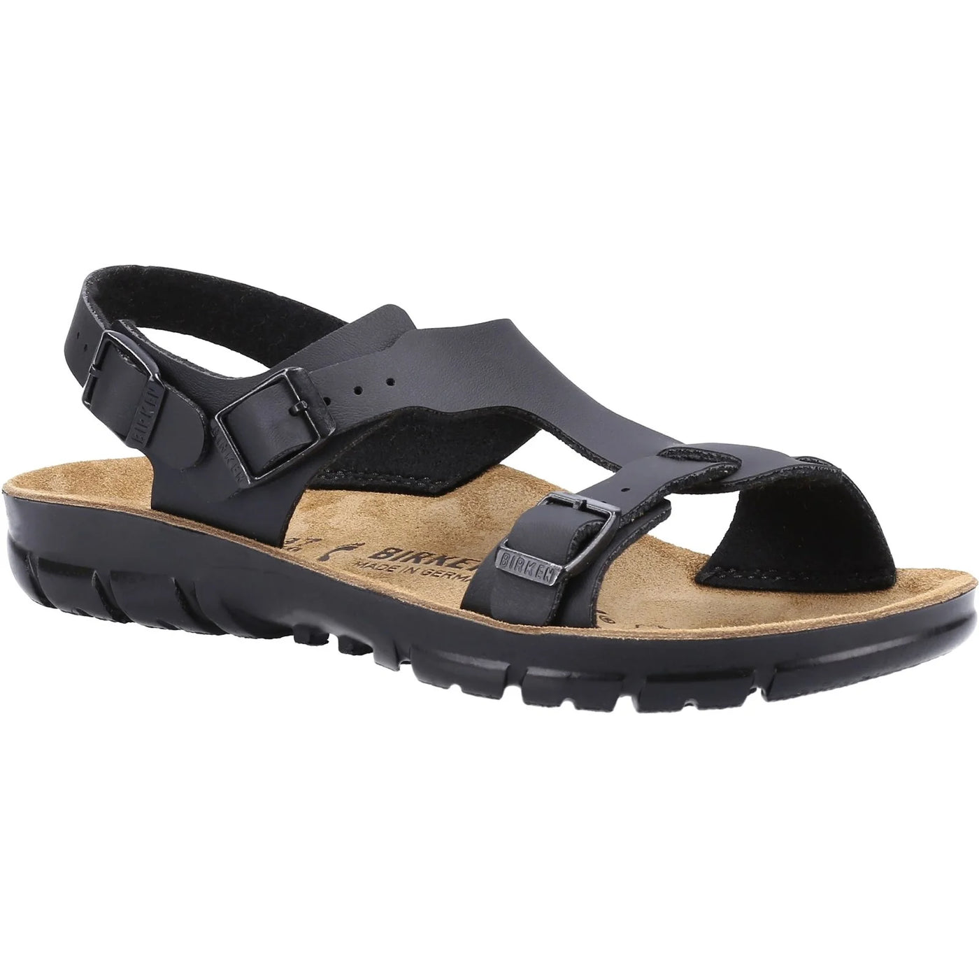 Birkenstock Ladies Saragossa Birko-Flor Leather Sandal In Black