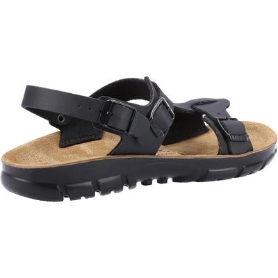 Birkenstock Ladies Saragossa Birko-Flor Leather Sandal In Black