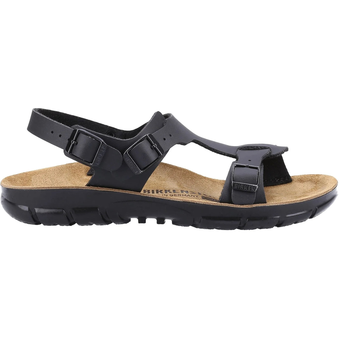 Birkenstock Ladies Saragossa Birko-Flor Leather Sandal In Black