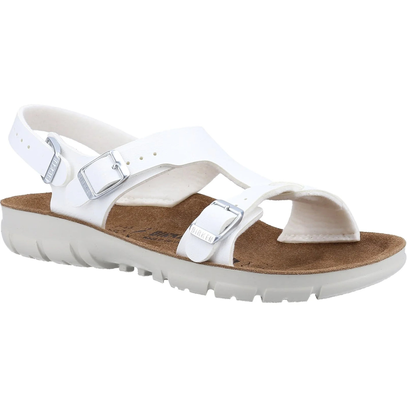 Birkenstock Ladies Saragossa Birko-Flor Leather White Sandal