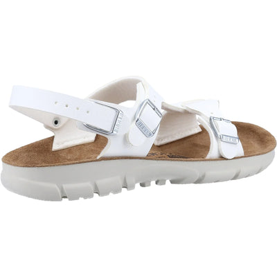 Birkenstock Ladies Saragossa Birko-Flor Leather White Sandal