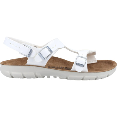 Birkenstock Ladies Saragossa Birko-Flor Leather White Sandal