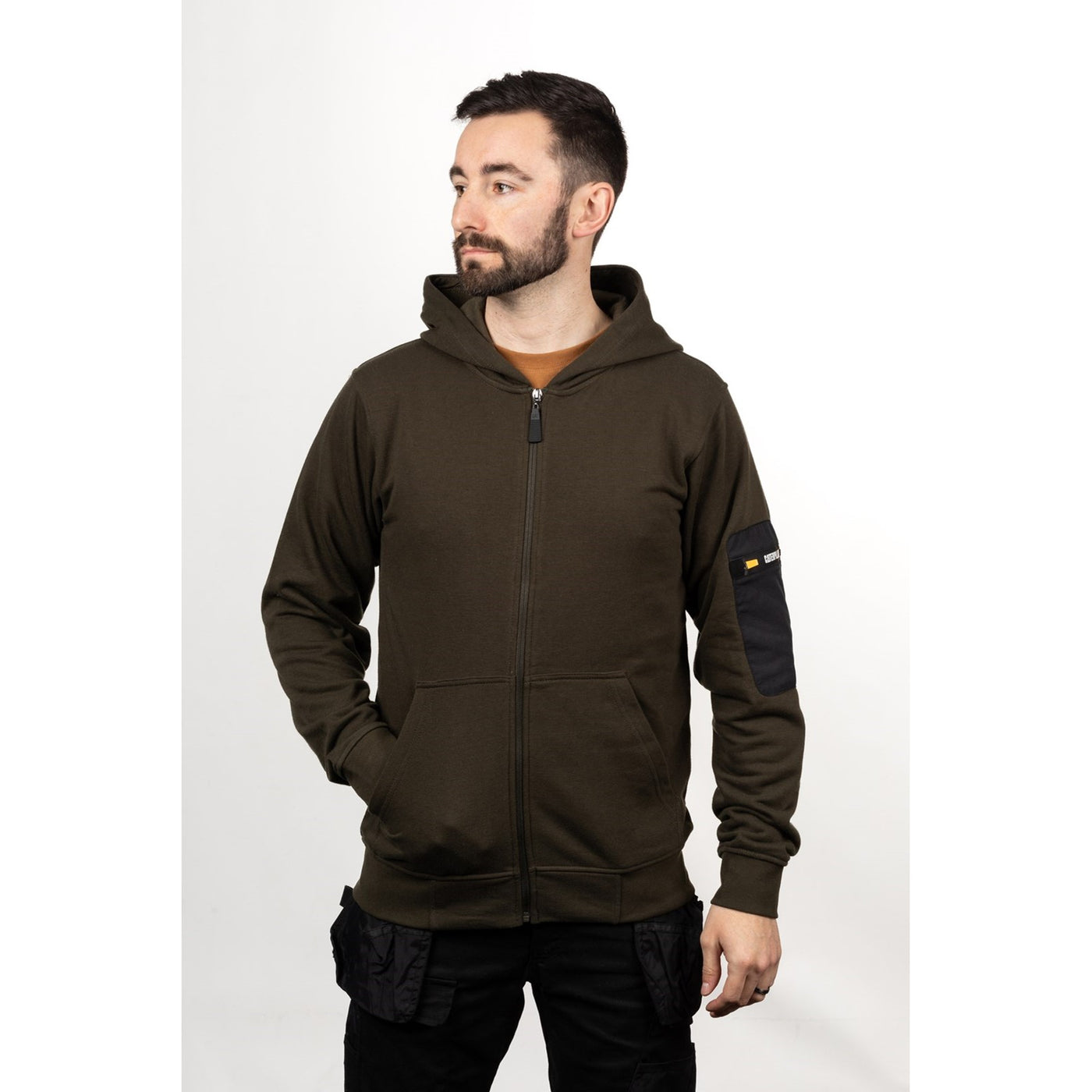 Caterpillar Loopback Full Zip Ribbon Elastic Waist Hoody