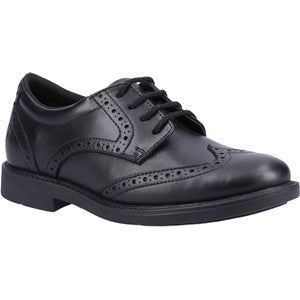 Hush Puppies Tanner Senior Padded Collar Comfort Black School Shoe