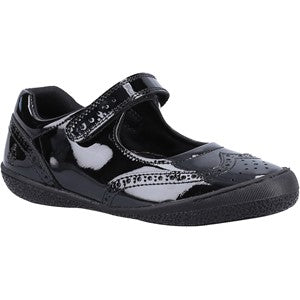 Hush Puppies Rina Patent Candy Girls Black Leather School Shoe