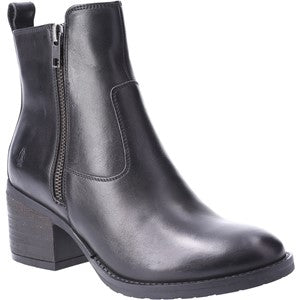 Hush Puppies Helena Leather Block Heel Ankle Boots