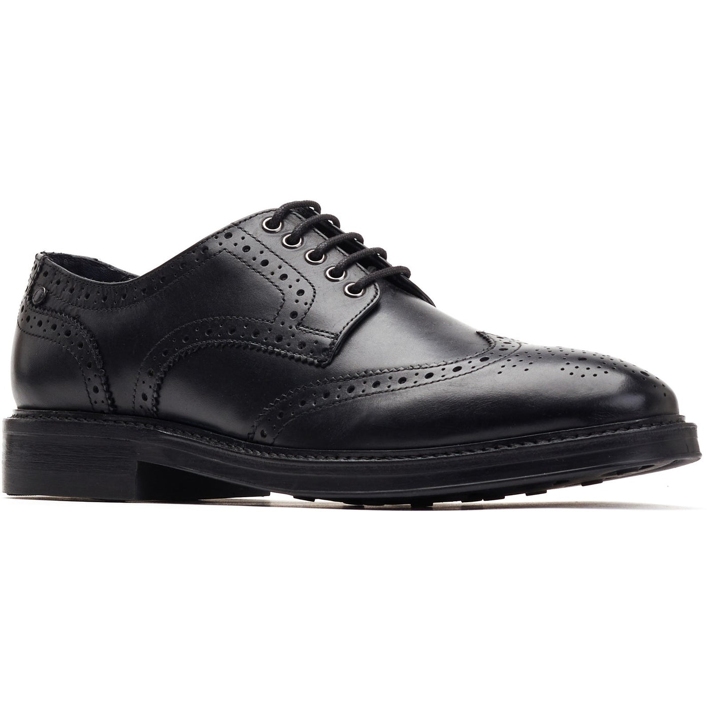 Base London Bryce Lace Up Brogue Rubber Sole Shoes Black