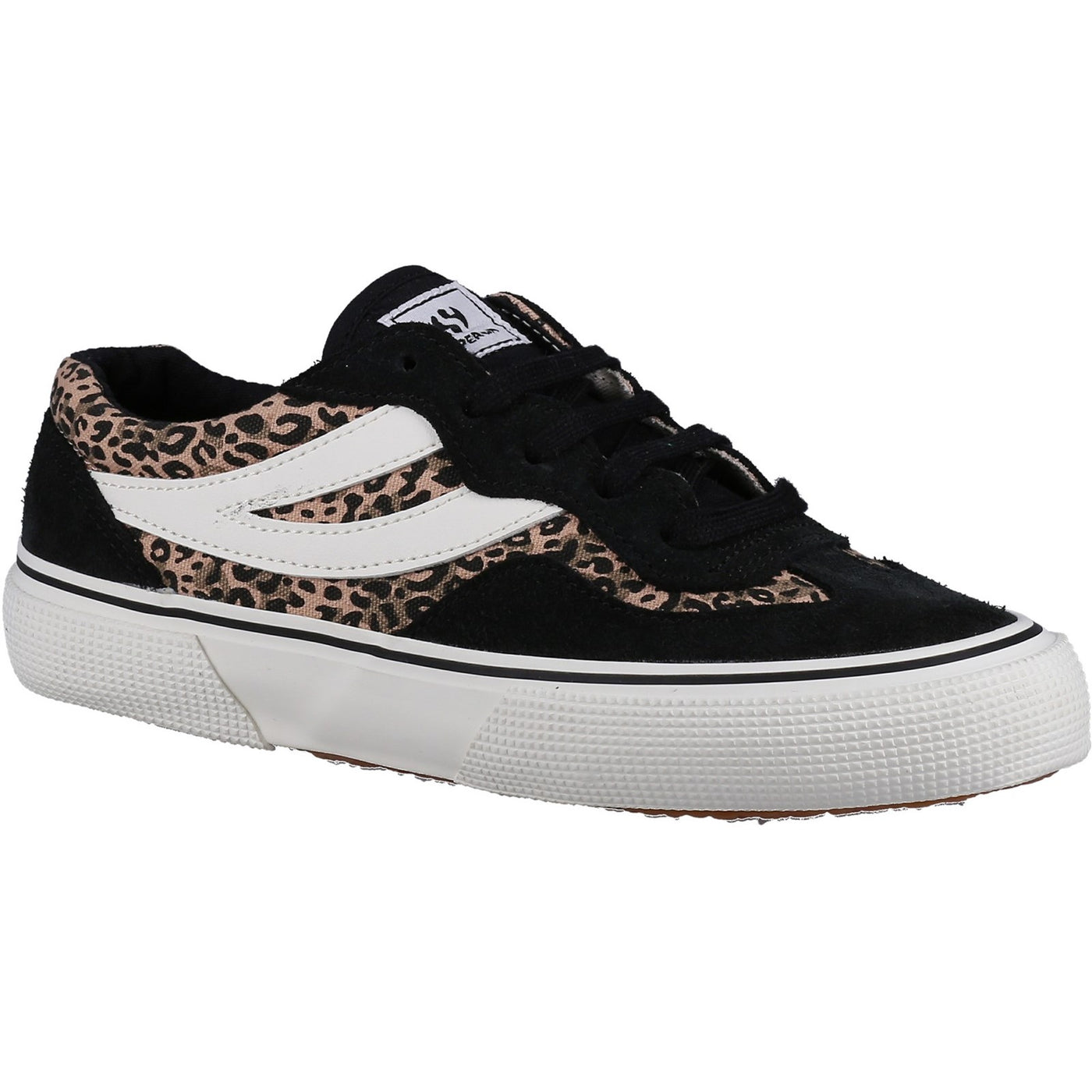 Superga Women Black  Revolley Leopard Trainers