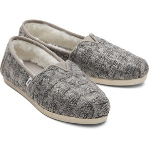 Toms Espadrilles Alpargata Faux Fur Gray Sweater Shoes