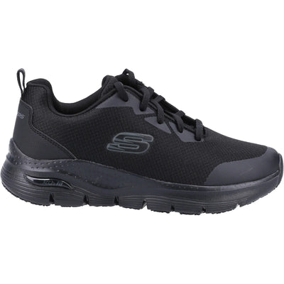 Skechers Work Arch Fit Lace Up Athletic Workwear Occupational Trainers Black