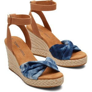 Toms Ladies Marisol Wedge Heeled Ankle Strap Sandal In Blue