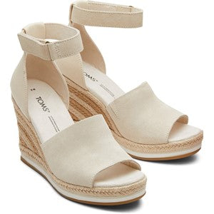 Toms Ladies Marisol Wedge Heeled Ankle Skin White Strap Sandal