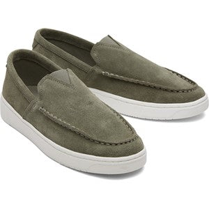 Toms Trvl Lite Loafer Cow Olive Leather Male Slip On Shoes