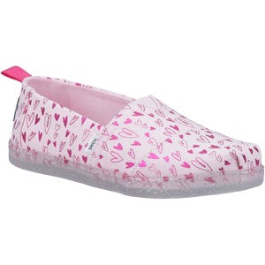 Toms Girls' Alpargata  Pastel pink foil hearts print shoes