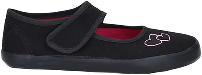 Mirak Black Bar Velcro Shooting Star Pumps Plimsolls Canvas Kids School Shoes