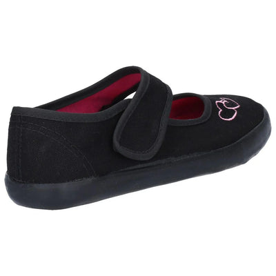 Mirak Black Bar Velcro Shooting Star Pumps Plimsolls Canvas Kids School Shoes