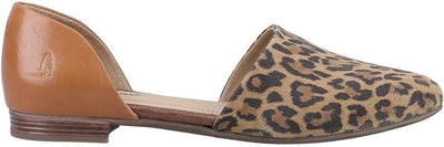 Hush Puppies Makeda D'orsay Leopard Print or Black Leather Ladies Slip on Flat