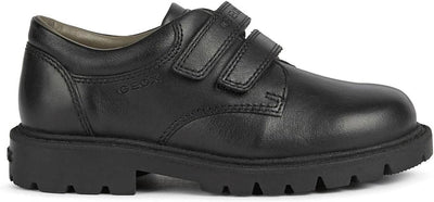 Geox Shaylax Derby Style Double Riptape Fastening Black Child Shoe