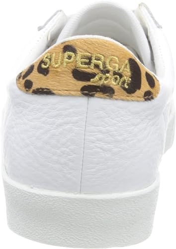 Superga Women White Leopard Leather Sports Trainers