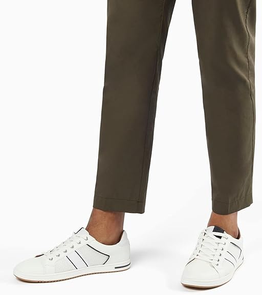 Dune Trues Stripe Panel White Mens Lace up Trainers