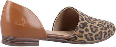 Hush Puppies Makeda D'orsay Leopard Print or Black Leather Ladies Slip on Flat