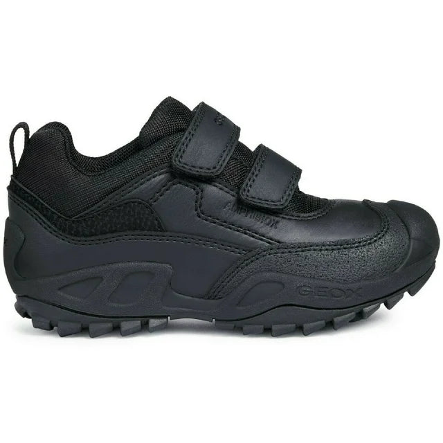 Geox New Savage Boy Trainer Ba Waterproof Black Leather Shoe