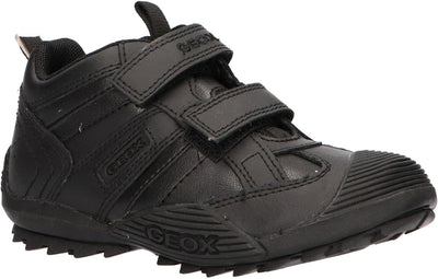 Geox Savage FitFlop Touch Fastening Trainers Black Leather Shoe