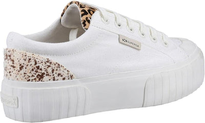 Superga Calfhair Details Leopard Spots Classic Trainer In White